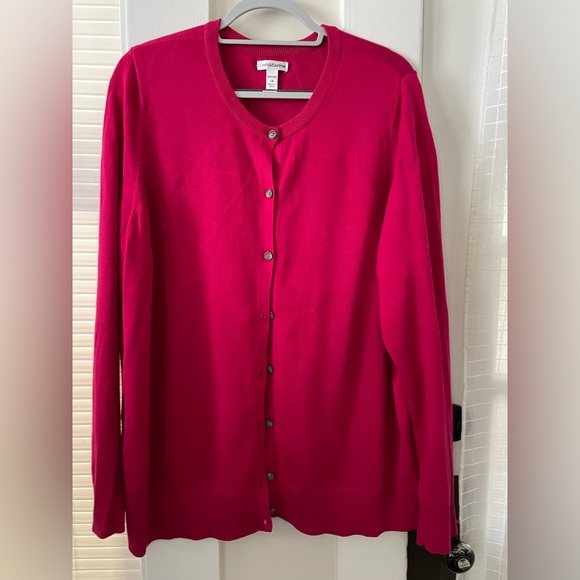 Croft & Barrow 1X red cartigan - Picture 2 of 3